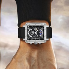 Hanyang Gümüş Siyah Lıge 2022 Yeni Moda Kırmızı Kare Izle Erkekler Spor Askeri Kuvars Rahat Su Geçirmez Kol Saati Chronograph Relogio Masculino + Kutu (Yurt Dışından)