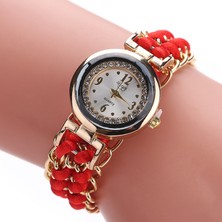 Hanyang Pembe Moda Kadın Bilezik Izle Altın Örgülü Halat Kuvars Kol Saati Nedensel Ayarlanabilir Kol Saati Saat Kız Saatler Relojes Mujer (Yurt Dışından)