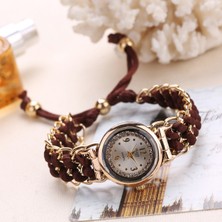 Hanyang Pembe Moda Kadın Bilezik Izle Altın Örgülü Halat Kuvars Kol Saati Nedensel Ayarlanabilir Kol Saati Saat Kız Saatler Relojes Mujer (Yurt Dışından)