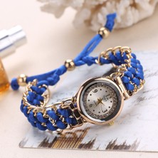 Hanyang Pembe Moda Kadın Bilezik Izle Altın Örgülü Halat Kuvars Kol Saati Nedensel Ayarlanabilir Kol Saati Saat Kız Saatler Relojes Mujer (Yurt Dışından)