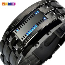 Hanyang Siyah Büyük Skmeı Moda Yaratıcı Spor Izle Erkekler Paslanmaz Çelik Kayış LED Ekran Saatler 5bar Su Geçirmez Dijital Saat Reloj Hombre 0926 (Yurt Dışından)