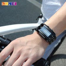 Hanyang Siyah Büyük Skmeı Moda Yaratıcı Spor Izle Erkekler Paslanmaz Çelik Kayış LED Ekran Saatler 5bar Su Geçirmez Dijital Saat Reloj Hombre 0926 (Yurt Dışından)