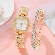 Hanyang 1 Izle 2 Adet Set Quartz Saat 2022 Yeni Moda Lüks Tam Elmas Bayanlar Bilezik Saatler Kadın Kadın Saat Relogio Feminino (Yurt Dışından)