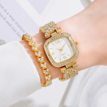 Hanyang 1 Izle 2 Adet Set Quartz Saat 2022 Yeni Moda Lüks Tam Elmas Bayanlar Bilezik Saatler Kadın Kadın Saat Relogio Feminino (Yurt Dışından)