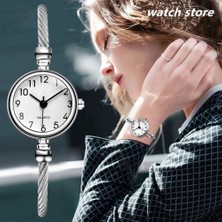 Hanyang C Lüks Kadın Saatler Cam Ayna Bilezik Izle Romen Rakamları Dairesel Analog Kuvars Saatı Bayanlar Relogio Feminino (Yurt Dışından)