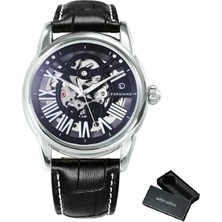 Hanyang Bo Sıyah-Beyaz-Sıyah Forsining  Izle Erkekler Için Mekanik Kol Saatleri Otomatik Üst Marka Lüks Saatler Paslanmaz Çelik Kayış Montre Homme (Yurt Dışından)