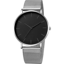 Hanyang Gümüş Siyah Erkekler Moda Ultra Ince Saatler Basit Erkekler Iş Paslanmaz Çelik Hasır Kemer Kuvars Izle Casual Izle Adam Relogio Masculino (Yurt Dışından)