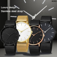 Hanyang Gümüş Siyah Erkekler Moda Ultra Ince Saatler Basit Erkekler Iş Paslanmaz Çelik Hasır Kemer Kuvars Izle Casual Izle Adam Relogio Masculino (Yurt Dışından)