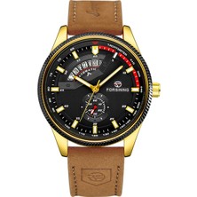Hanyang FSG8230-4 Yeni Vintage Klasik Lüks Erkek Saat Kahverengi Deri Kayış Su Geçirmez Tarih Mekanik Spor Otomatik Ordu Relogio Masculino Reloj (Yurt Dışından)