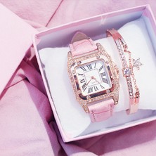 Hanyang Kahverengi ve Bilezik Casual Kadın Saatler Sevimli Kedi Kulak Bayan Bileklik Izle Moda Deri Band Kuvars Kol Saati Saat Montre Femme Relogio Feminino (Yurt Dışından)