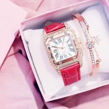 Hanyang Kahverengi ve Bilezik Casual Kadın Saatler Sevimli Kedi Kulak Bayan Bileklik Izle Moda Deri Band Kuvars Kol Saati Saat Montre Femme Relogio Feminino (Yurt Dışından)