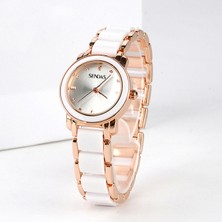 Hanyang 8455-ALTIN Kadın Saatler Top Marka Lüks Su Geçirmez Gül Altın Bilezik Izle Kadın Seramik Kuvars Izle Bayanlar 2022 Reloj Mujer Elegante (Yurt Dışından)
