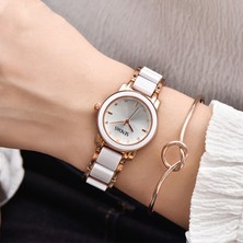 Hanyang 8455-ALTIN Kadın Saatler Top Marka Lüks Su Geçirmez Gül Altın Bilezik Izle Kadın Seramik Kuvars Izle Bayanlar 2022 Reloj Mujer Elegante (Yurt Dışından)