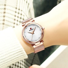 Hanyang 1 Kutu ile Üst Marka Lüks Gül Altın Izle Kadın Bilezik Saatler Bayanlar Casual Kuvars Kristal Çelik Hasır Kol Saati Montre Femme Relogio (Yurt Dışından)
