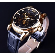 Hanyang Beyaz Gümüş Kazanan Kraliyet Elmas Tasarım Siyah Altın Izle Montre Homme Erkek Saatler Üst Marka Lüks Relogio Erkek  Mekanik Saat (Yurt Dışından)