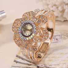 Hanyang Gül Kırmızı Yeni Moda Kol Saati Kadın Çiçek Şekli Takı Bilezik Izle Kristal Bayanlar Kuvars Saat Relogio Feminino Bayan Kol Saati (Yurt Dışından)