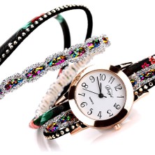 Hanyang Siyah Kadın Lüks Taklidi Uzun Deri Bilezik Izle Moda Kadın Saatler Kadın Saatler Saat Relogio Feminino Reloj Mujer (Yurt Dışından)