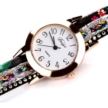 Hanyang Siyah Kadın Lüks Taklidi Uzun Deri Bilezik Izle Moda Kadın Saatler Kadın Saatler Saat Relogio Feminino Reloj Mujer (Yurt Dışından)