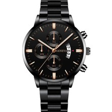 Hanyang Stil 4 Reloj Hombre Moda Erkekler Paslanmaz Çelik Izle Lüks Takvim Kuvars Kol Saati Iş Saatleri Adam Saat Relogio Masculino (Yurt Dışından)
