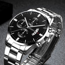 Hanyang Stil 4 Reloj Hombre Moda Erkekler Paslanmaz Çelik Izle Lüks Takvim Kuvars Kol Saati Iş Saatleri Adam Saat Relogio Masculino (Yurt Dışından)