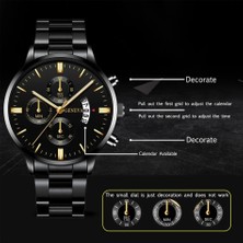 Hanyang Altın Mavi Reloj Hombre Moda Erkekler Paslanmaz Çelik Izle Lüks Takvim Kuvars Kol Saati Iş Saatleri Adam Saat Relogio Masculino (Yurt Dışından)
