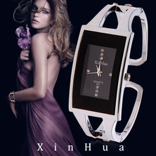Hanyang Siyah Kadın Bilezik Izle Xinhua Kuvars Kol Saati Kristal Moda Gümüş Rahat Bırak Gemi Paslanmaz Çelik Relojes Mujer Bileklik Saat (Yurt Dışından)
