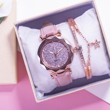 Hanyang Pembe Set 2020 Kişilik Kız Öğrenci Izle Kadın Yıldız Quartz Saat Moda Rahat Kadın Saati Bayanlar Bilezik Izle Hediye Izle (Yurt Dışından)
