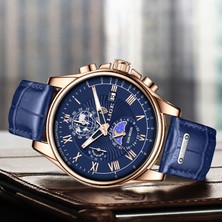 Hanyang Gül Altın Beyaz 2022 Lıge Erkek Saatler Üst Marka Lüks Moda Kuvars Izle Erkek Deri Tarih Su Geçirmez Spor Chronograph Relogio Masculino + Kutu (Yurt Dışından)