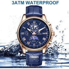 Hanyang Gül Altın Beyaz 2022 Lıge Erkek Saatler Üst Marka Lüks Moda Kuvars Izle Erkek Deri Tarih Su Geçirmez Spor Chronograph Relogio Masculino + Kutu (Yurt Dışından)