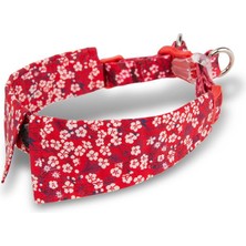 True Love Çiçek Desenli Kırmızı Kedi-Köpek Boyun Tasması