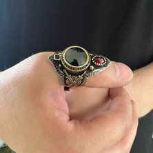 Takılingo 925 Ayar Gümüş Zirkon Taşlı Ayarlanabilir Zihgir Model Kılıç Işlemeli Erkek Yüzük