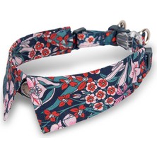 True Love Renkli Çiçek Desenli Mavi Kedi-Köpek Boyun Tasması