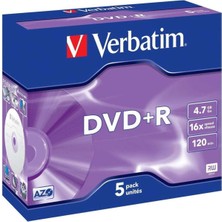 Verbatim DVD+R 4.7GB 16X Hızında 5'li Kutu 43497