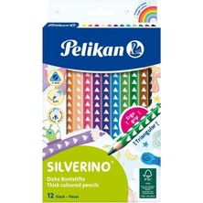 Pelikan Silverino Jumbo Üçgen Kuru Boya Kalemi 12LI Kutu