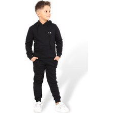 Karb Unisex Kız ve Erkek Çocuk Kapüşonlu Alt ve Üst Eşofman Takım Yüzde Yüz Pamuk Çocuk Pijama Takım