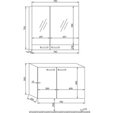 Era Çizgi 80 cm Antrasit Banyo Dolabı