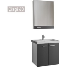 Era Çizgi 60 cm Antrasit Banyo Dolabı