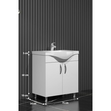 Özceden 75 cm Yıldız Alt Dolap Mdf Beyaz Ayaklı