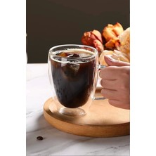 Berdina Home Çift Cidarlı 2 Adet Bardak Cam Kupa 310 ml Ev Ofis Espresso Kahve Fincanı