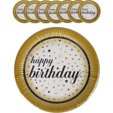 Kına Atölyesi Parti Karton Tabak İyiki Doğdun Baskılı Gold 8 Ad