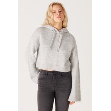 Wrangler Regular Fit Normal Kesim Kapüşonlu Gri Triko Kazak
