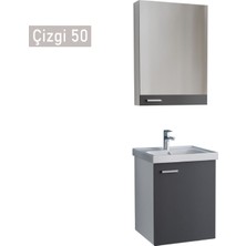 Era Çizgi 50 cm Antrasit Banyo Dolabı