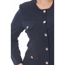 Ladies First Büyük Beden 3836 Lacivert Tek Ceket