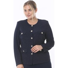 Ladies First Büyük Beden 3836 Lacivert Tek Ceket