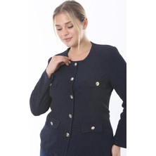 Ladies First Büyük Beden 3836 Lacivert Tek Ceket