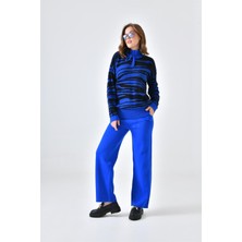 FTZ Women Kadın Çizgili İkili Takım  Saks Mavi 20522