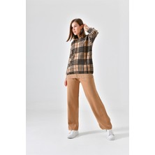 FTZ Women Kadın Fermuar Kapşon Detay İkili Takım  Bisküvi 21-6038