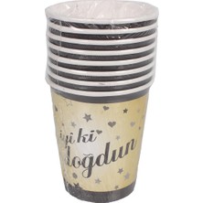 Kına Atölyesi Doğum Günü İyi Doğdun Baskılı Gold Bardak 8 Adet