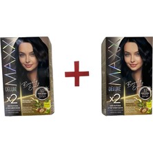 Maxx Deluxe Mavi Siyah Saç Boyası 2'li Set