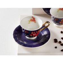 English Home Miranda New Bone China 4 Parça 2 Kişilik Kahve Fincan Takımı 90 ml Lacivert